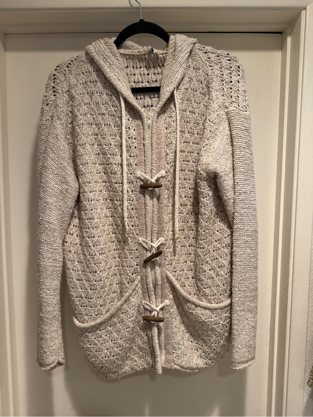 Hooded Knit Cardigan with Toggle Closures